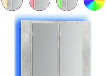 vidaXL Szafka łazienkowa z lustrem i LED, szarość betonu, akryl（SKU:804960）