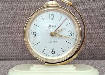 Budzik SLAVA "Kosmiczny" Globus. Zegarek z lat 70