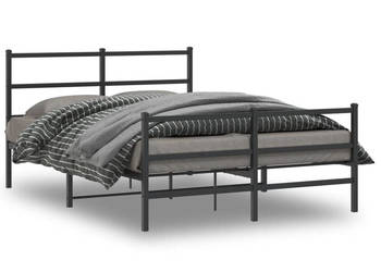Łóżko Metalowe Czarne Rama Łóżka Ze Stelażem 140x190cm WM-355383