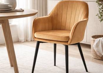 Miodowe Krzesło Tapicerowane Alva, Wysyłka 24H, Dostawa 0zł!