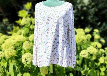 Biała bluzka Reserved 46 drobne kwiatki cottagecore wiskoza plus size 3XL
