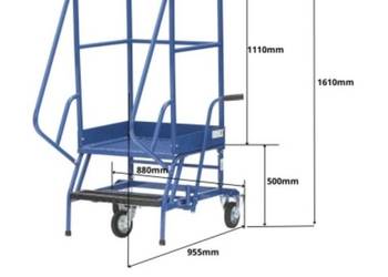 Drabina magazynowa jezdna trójkołowa DMP 500 mm z dźwignią
