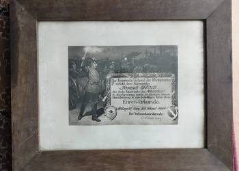 Stary dyplom strażacki 1924 Niemcy Ehren-Urkunde RAMA antyk pożarnictwo