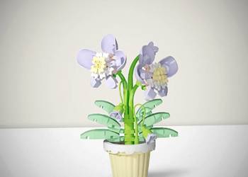 Nowy Zestaw Klocków Fioletowe Kwiatki w Doniczce 127 Elementów w Pudełku