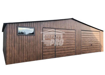Garaż blaszany 9x6 2x Brama drewnopodobny GP137