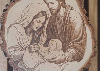 Obraz wypalany w drewnie Św. Rodzina
