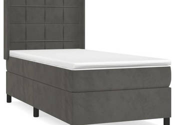 Łóżko Z Materacem Szare Kontynentalne DO Sypialni 100x200cm WM-3132664