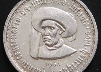 PORTUGALIA 5 ESCUDOS 1960 - HENRYK ŻEGLARZ  - SREBRO