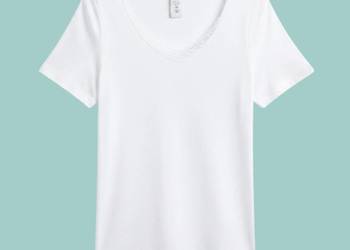 Damska bluzka biała bawełniana z krótkim rękawem Up2 Fashion 42/XL
