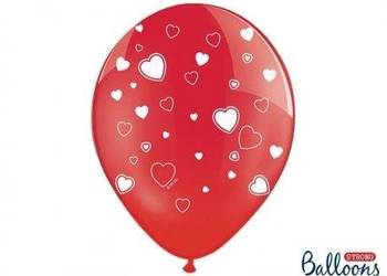 Balony czerwone w serduszka 6 szt. Na walentynki