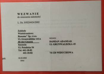 ( 1601 ) Wezwanie Do Zapłaty