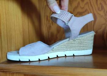 espadryle skórkowe  koturny sandały czółenka  lekkie modne wygodne przewiew