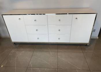 Komoda lustrzana biała, srebrna, glamour, OKAZJA!!!
