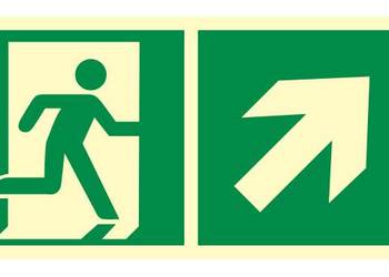 Naklejka BHP wyjście ewakuacyjne (w prawo w górę) AAE106