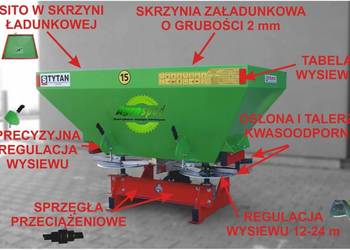 Rozsiewacz do nawozów dwutarczowy TYTAN 600L-1400L DOSTAWA