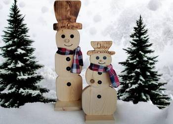 Bałwanki drewniane świąteczne komplet