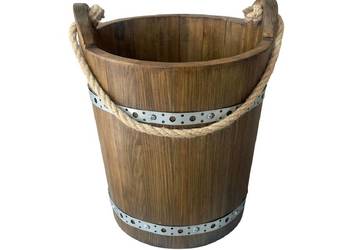Wiaderko drewniane do studni ozdobne Wiadro Dekoracyjne Drewno Kolory 9,8 L