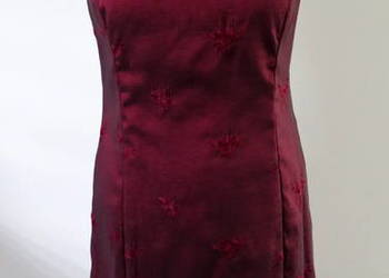 Elegancka bordowa sukienka + żakiet, zestaw, R: S