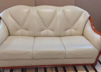 Sofa z funkcją spania plus  fotel -skóra