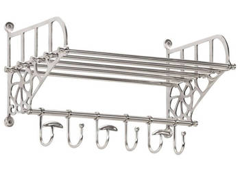 Półka na bagaże z wieszakami ścienna aluminium WM-357832