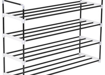 Stojak na buty z 4 półkami metal i plastik czarny WM-245626