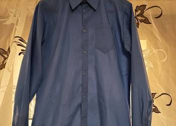 Chłopięca Koszula Elegancka Wizytowa Niebieska Prosta Bawełniana 158