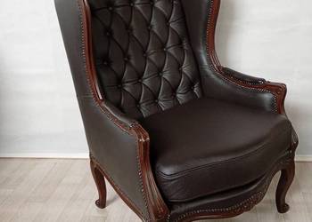 Fotel uszak Ludwikowski po pełnej renowacji SKÓRA NATURALNA