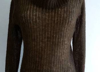 Sweter z Golfem Czekoladowy z Moherem Mgiełka Vila L