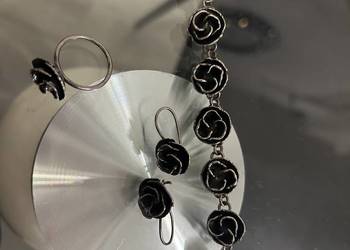 Srebrny różany komplet PRL