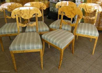 6 krzeseł Biedermeier brzoza