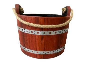 Doniczka drewniana wisząca osłonka na kwiaty balkon taras ogród rustykalna