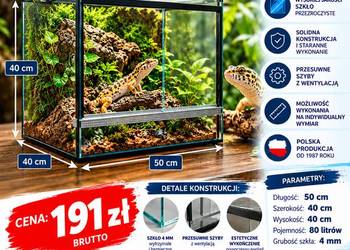 Terrarium szklane 50x30x40 cm – 4 mm – producent Trans-Glass