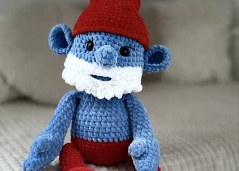 Papa Smerf na szydełku 50 cm