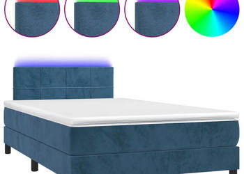 Łóżko kontynentalne z materacem i LED granatowe 120x190 cm WM-3270157