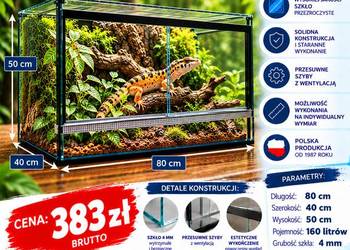 Terrarium szklane 80x40x50 cm – szkło 4 mm – producent Trans-Glass