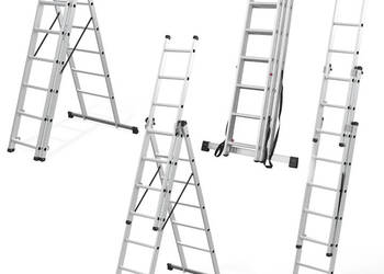 Drabina aluminiowa wielofunkcyjna 3x7 składana z pasami zabezpieczającymi…