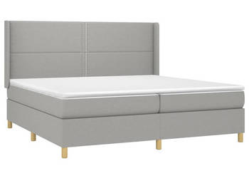 Łóżko kontynentalne z materacem jasnoszare tkanina 200x200cm WM-3138821