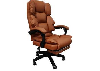 Fotel Obrotowy Biurowy z Podnóżkiem Mission 819 Jasny Brązowy