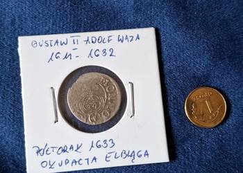 Półtorak Gustaw II Adolf - Elbląg 1633 rok (okupacja szwedzka) wybity po śm