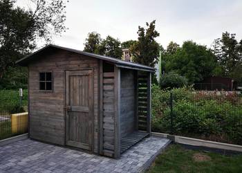 Domek narzędziowy 2,5 x 2m + drewutnia 0,5 x 2m, wiata schowek na drewno