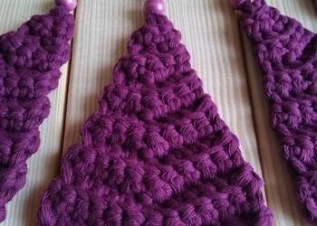 Set Of 5 Choinka ze sznurka Crochet Ornaments Christmas tree FIOLETOWY