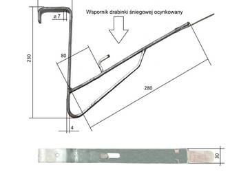 Wspornik płotka drabinki śniegowej ocynkowany