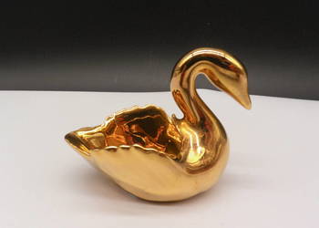 Stary Porcelanowy Łabędź Złocony Limoges Francja Sygnowany Kolekcjonerski