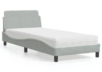 Łóżko z materacem jasnoszare aksamitne 90x200 cm WM-3208331