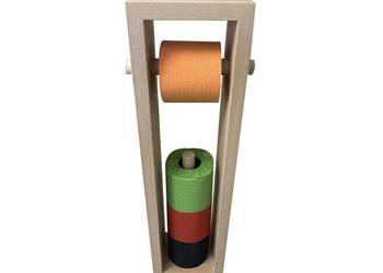 Stojak na papier toaletowy uchwyt drewniany pojemnik 2w1 buk wiele kolorów