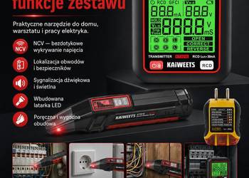 KAIWEETS KT301E tester gniazd RCD lokalizator bezpieczników NCV LCD