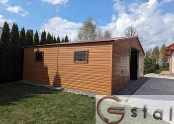 garaż blaszany 9x6 9x7 multigloss złoty dąb gstal.pl