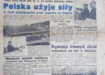 Mały dziennik z 1.07.1939 r., Paris soir z 10.09.1938 r., Sunday Chronicle