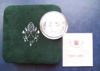 Stare monety 10 euro 2005 Watykan stan menniczy Srebro
