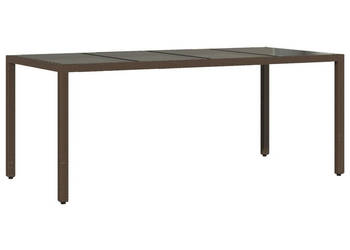 Stół ogrodowy ze szklanym blatem brąz 190x90x75cm polirattan WM-365540